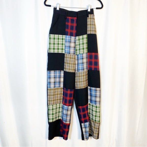 The Ragged Priest X Free People Error Plaid Patchwork Straight Leg Pants Trouser - Picture 2 of 16